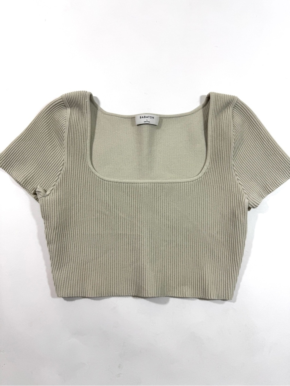 Babaton Aritzia Sculpt Knit Crop Top Size Large Square Neck